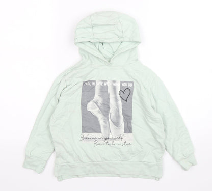 Jeff & Co Girls Green  Cotton Pullover Hoodie Size 7-8 Years   - Ballerina