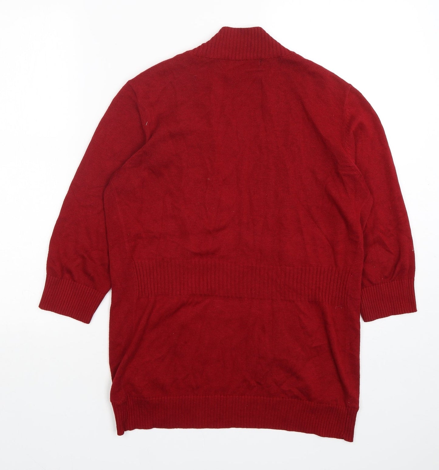 89th & Madison Womens Red V-Neck  Cotton Cardigan Jumper Size L