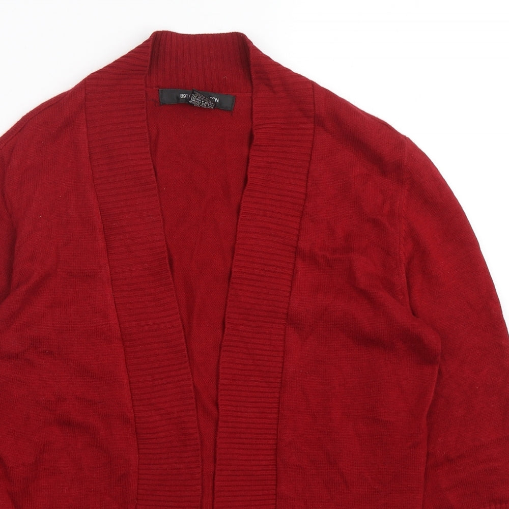 89th & Madison Womens Red V-Neck  Cotton Cardigan Jumper Size L