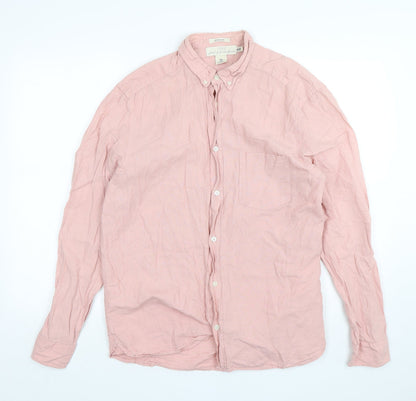 Mens UK Size L H&M Pink  Button-Up Long Sleeve Casual Shirt