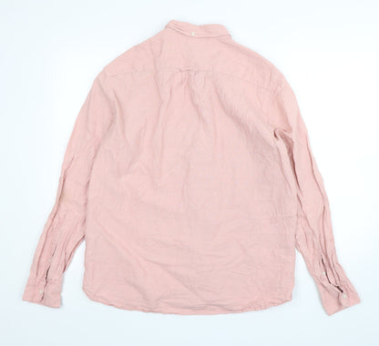 Mens UK Size L H&M Pink  Button-Up Long Sleeve Casual Shirt