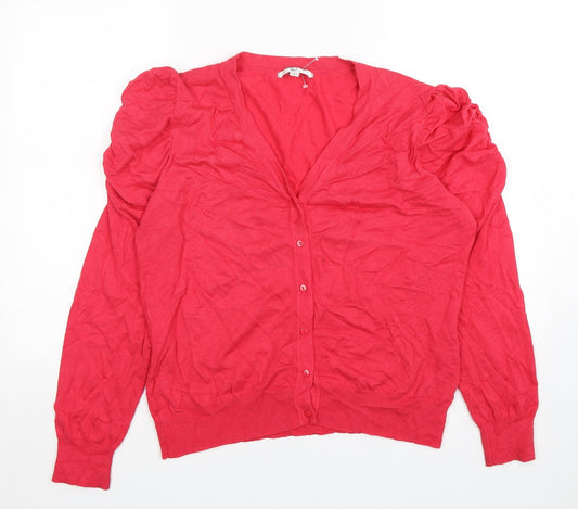 Klass Womens Pink V-Neck  Viscose Cardigan Jumper Size L