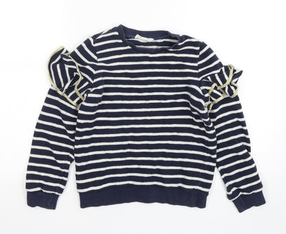 Outside the Lines  Girls Multicoloured Striped Cotton Pullover Sweatshirt Size 9-10 Years  Pullover