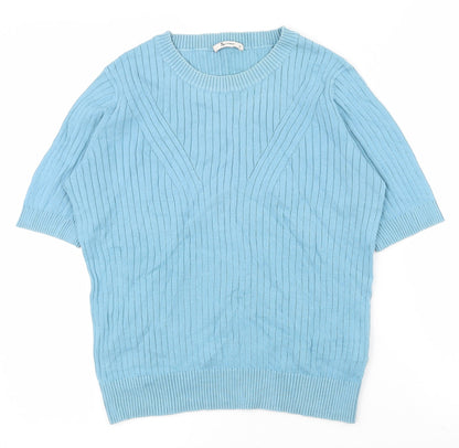 TU Womens Blue  Cotton Basic T-Shirt Size 10 Crew Neck