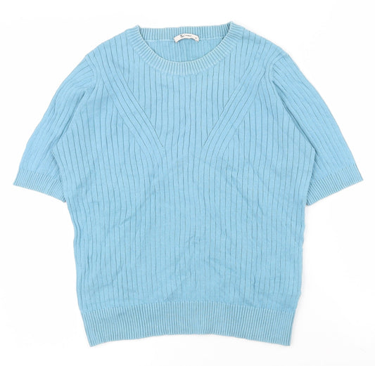 TU Womens Blue  Cotton Basic T-Shirt Size 10 Crew Neck