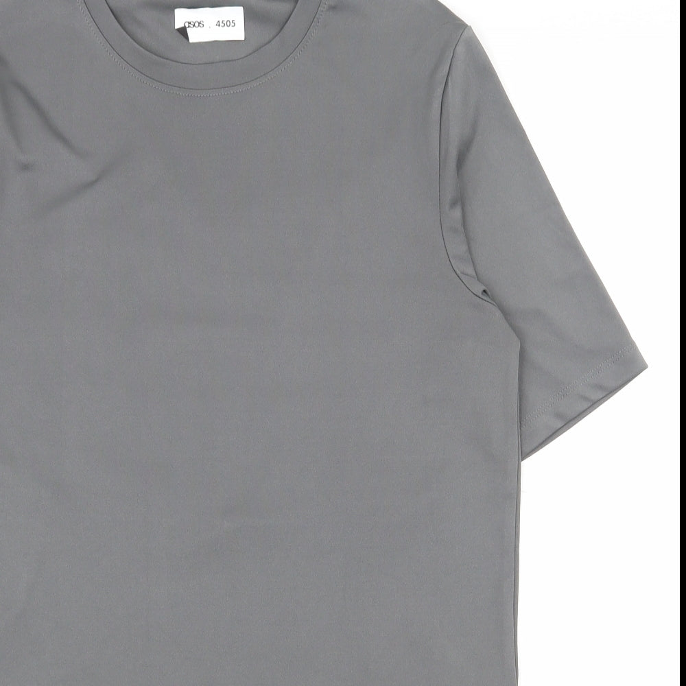 ASOS Mens Grey  Polyester Pullover T-Shirt Size S Round Neck Pullover