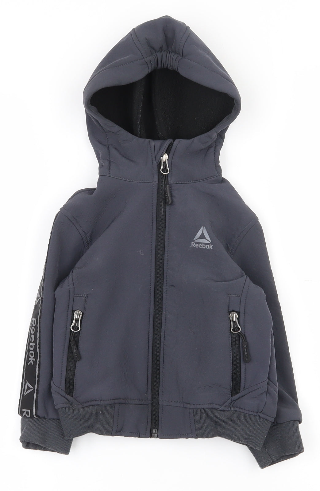 Reebok Boys Grey  Polyester Full Zip Hoodie Size 2 Years  Zip