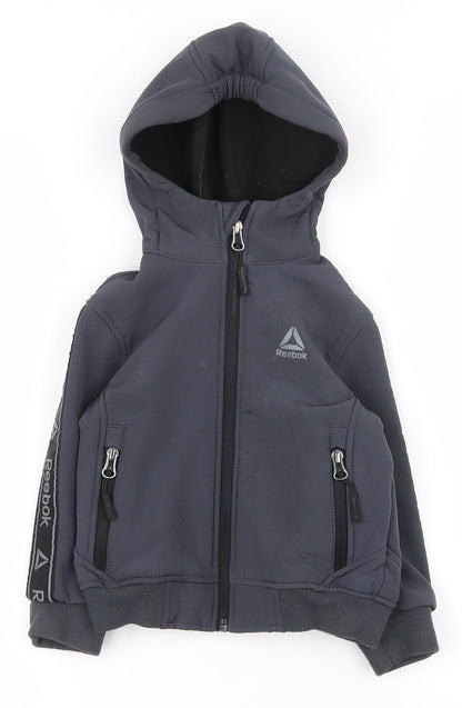 Reebok Boys Grey  Polyester Full Zip Hoodie Size 2 Years  Zip
