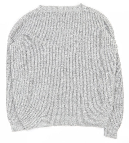 Primark Womens Grey Round Neck  Acrylic Pullover Jumper Size 10