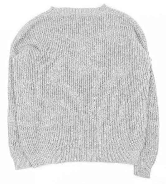 Primark Womens Grey Round Neck  Acrylic Pullover Jumper Size 10