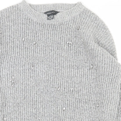 Primark Womens Grey Round Neck  Acrylic Pullover Jumper Size 10