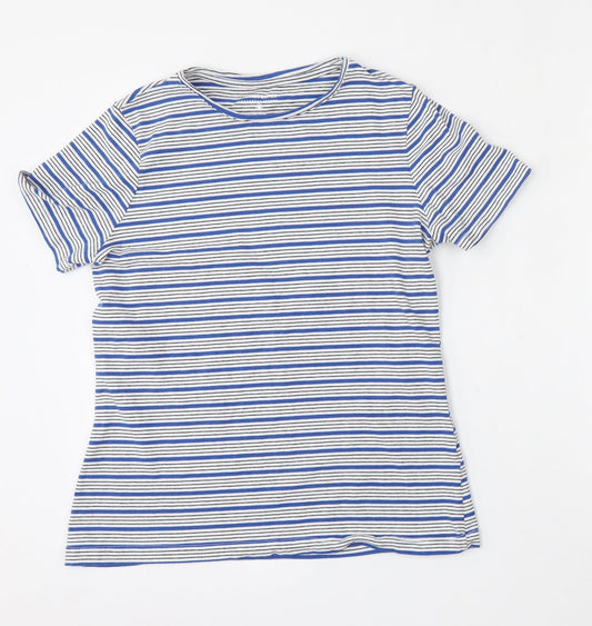 Dunnes Stores Womens Multicoloured Striped Cotton Basic T-Shirt Size M Round Neck