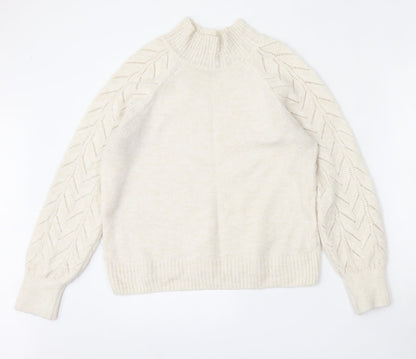 George Womens White Mock Neck  Acrylic Pullover Jumper Size M