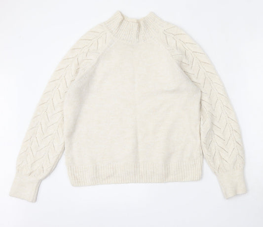 George Womens White Mock Neck  Acrylic Pullover Jumper Size M