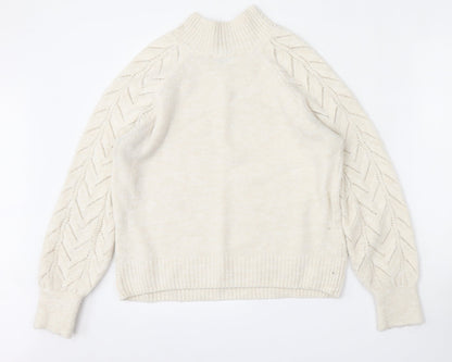 George Womens White Mock Neck  Acrylic Pullover Jumper Size M