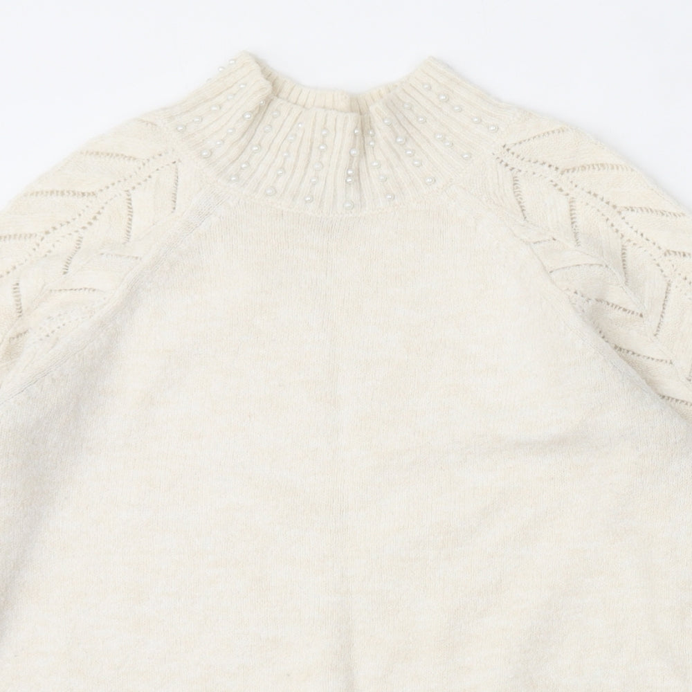 George Womens White Mock Neck  Acrylic Pullover Jumper Size M