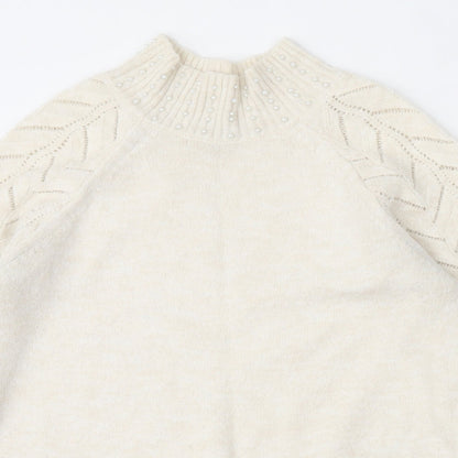 George Womens White Mock Neck  Acrylic Pullover Jumper Size M