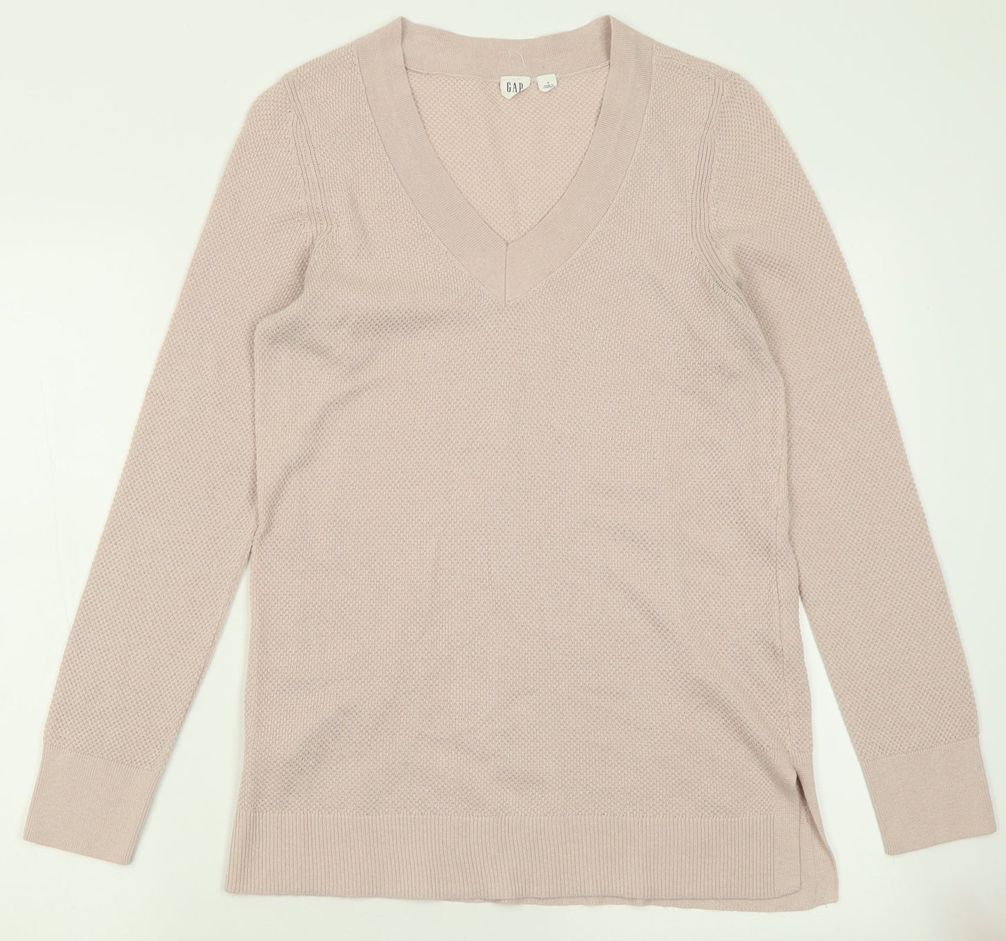 Gap Womens Pink V-Neck  Cotton Pullover Jumper Size M
