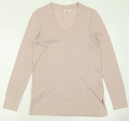 Gap Womens Pink V-Neck  Cotton Pullover Jumper Size M