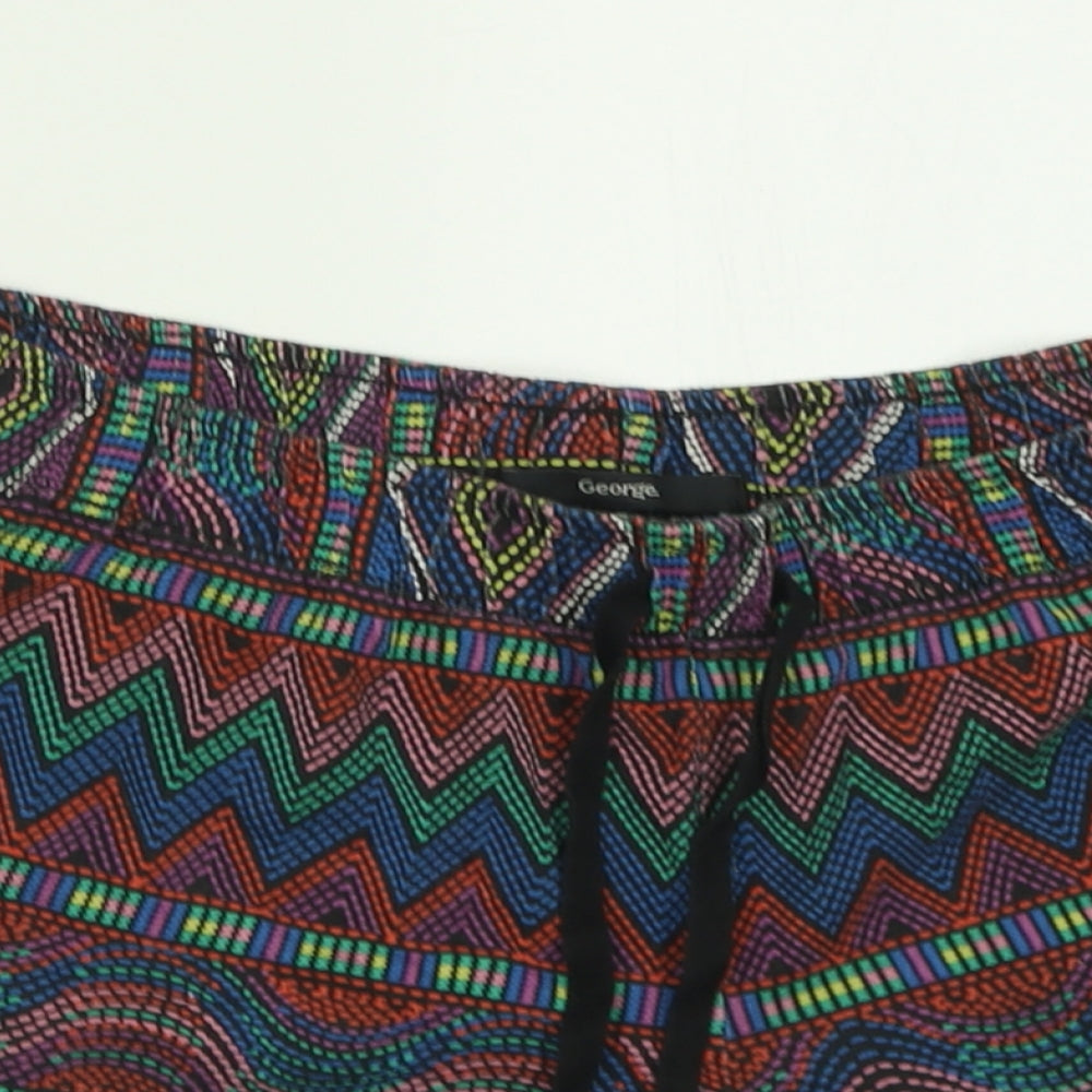 George Womens Multicoloured Geometric Cotton Sweat Shorts Size 14  Regular Tie