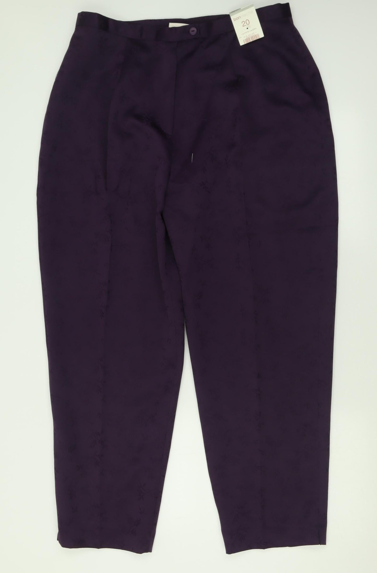 Bonmarché Womens Purple Geometric Polyester Trousers  Size 20 L29 in Regular Button