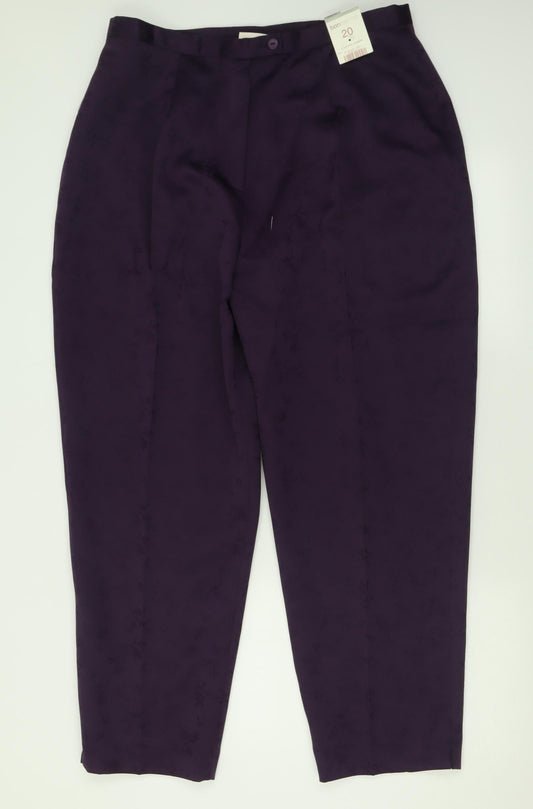 Bonmarché Womens Purple Geometric Polyester Trousers  Size 20 L29 in Regular Button
