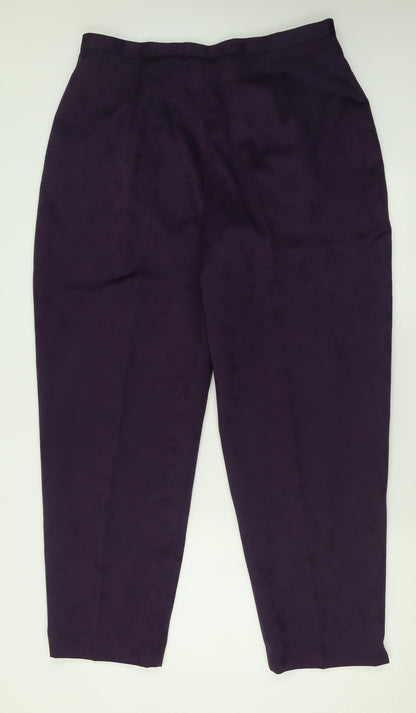 Bonmarché Womens Purple Geometric Polyester Trousers  Size 20 L29 in Regular Button