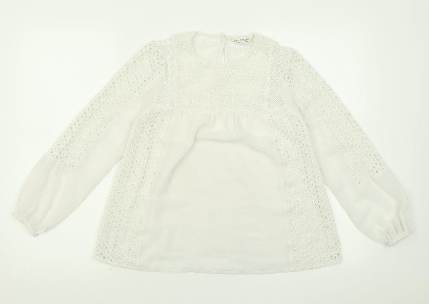 Miss Selfridge Womens White  Polyester Basic Blouse Size 8 Crew Neck