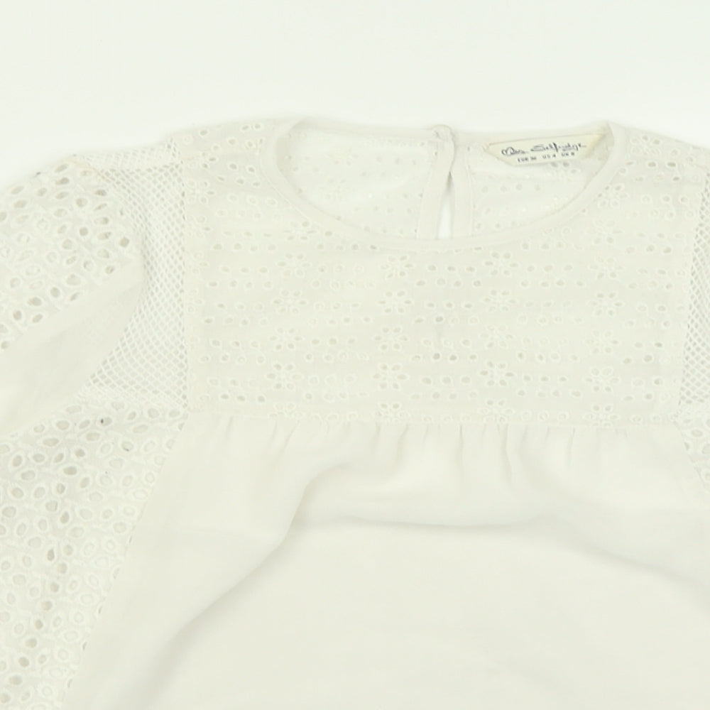 Miss Selfridge Womens White  Polyester Basic Blouse Size 8 Crew Neck