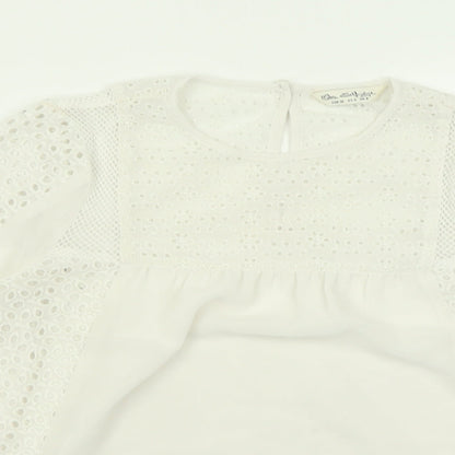 Miss Selfridge Womens White  Polyester Basic Blouse Size 8 Crew Neck