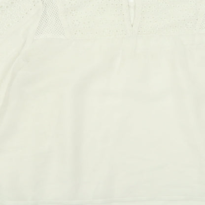 Miss Selfridge Womens White  Polyester Basic Blouse Size 8 Crew Neck