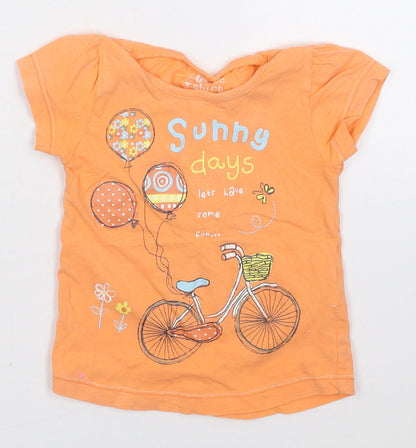 Dunnes Girls Orange  Cotton Basic T-Shirt Size 2-3 Years Crew Neck Pullover - Sunny Days Bicycle