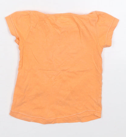 Dunnes Girls Orange  Cotton Basic T-Shirt Size 2-3 Years Crew Neck Pullover - Sunny Days Bicycle