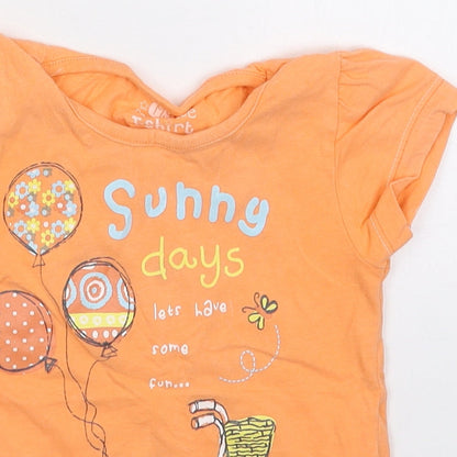 Dunnes Girls Orange  Cotton Basic T-Shirt Size 2-3 Years Crew Neck Pullover - Sunny Days Bicycle