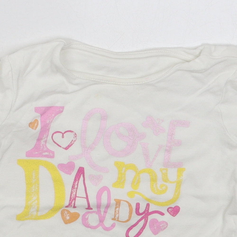 George Girls White  Cotton Basic T-Shirt Size 18-24 Months Crew Neck Pullover - I Love My Daddy