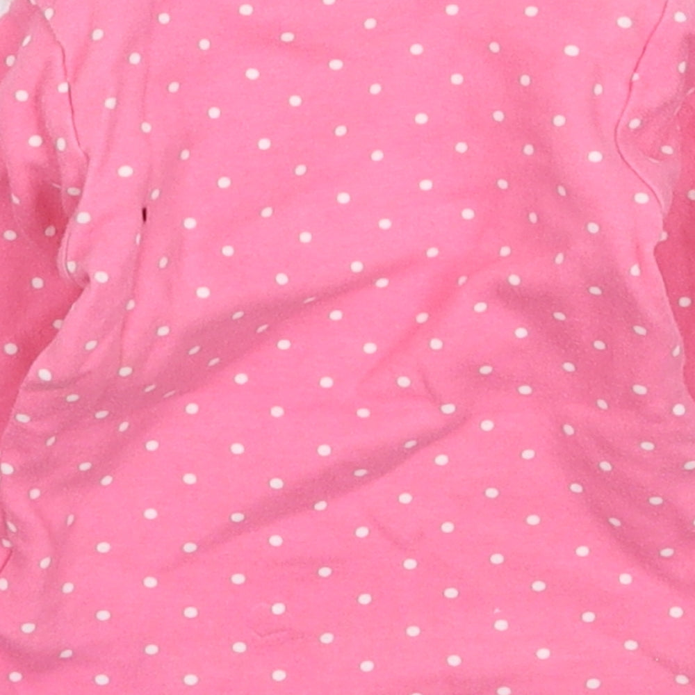 Marks and Spencer Girls Pink Polka Dot Cotton Basic T-Shirt Size 0-3 Months Crew Neck Pullover
