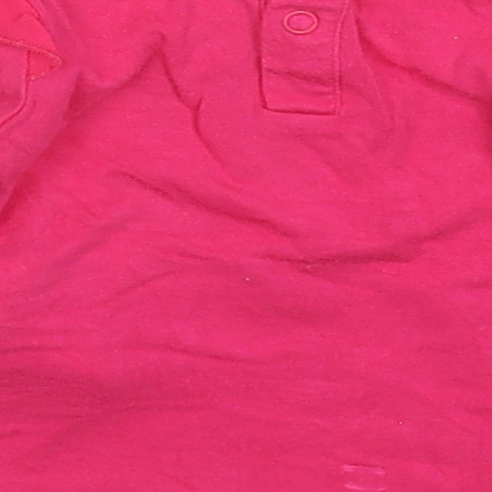 Benetton Girls Pink  Vinyl Basic T-Shirt Size 0-3 Months Crew Neck Pullover - Lovely Deer