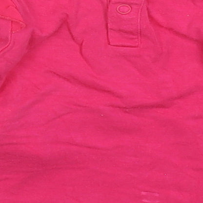 Benetton Girls Pink  Vinyl Basic T-Shirt Size 0-3 Months Crew Neck Pullover - Lovely Deer