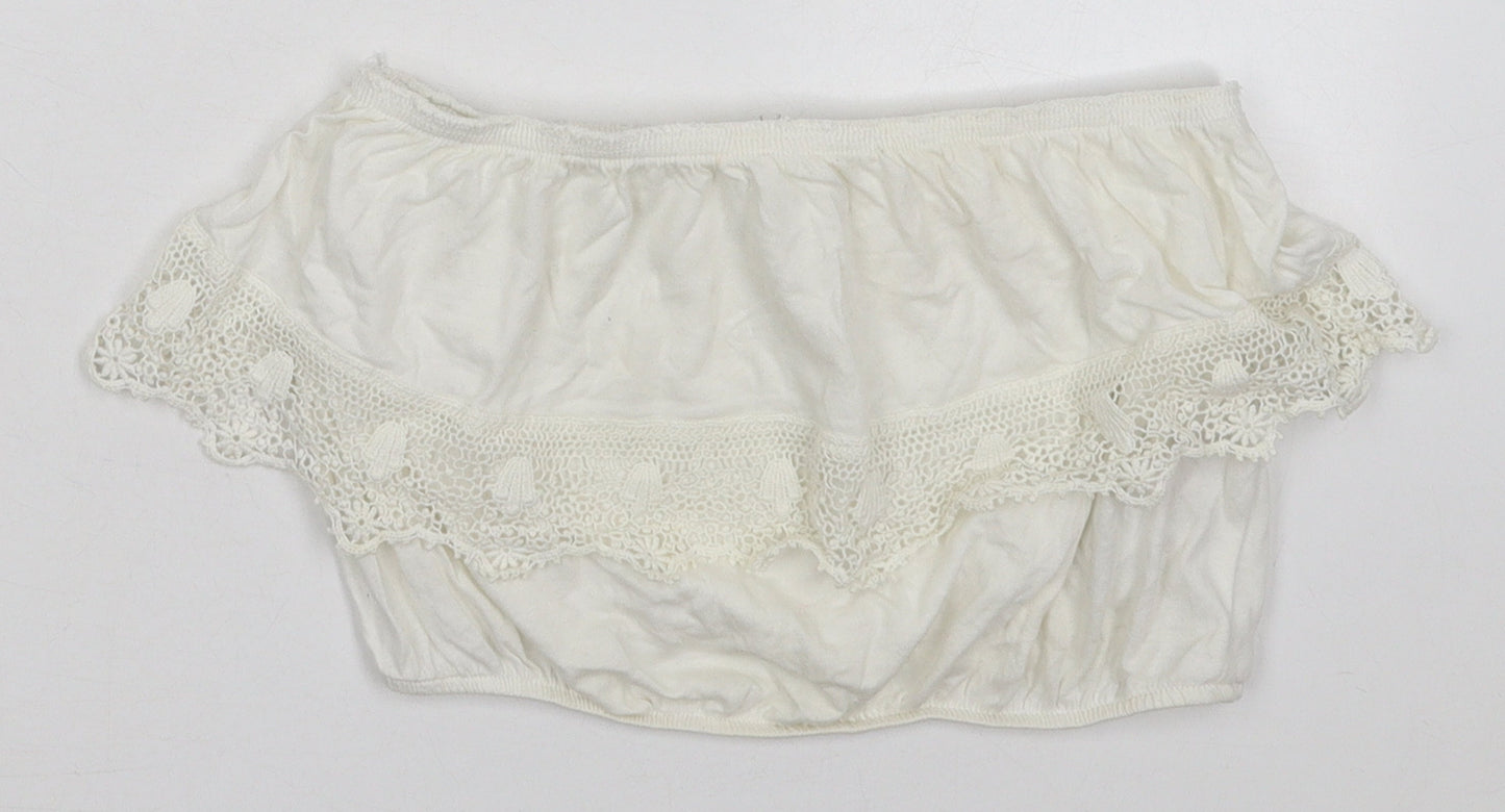 Womens UK Size 10 New Look Ivory Cropped Tank