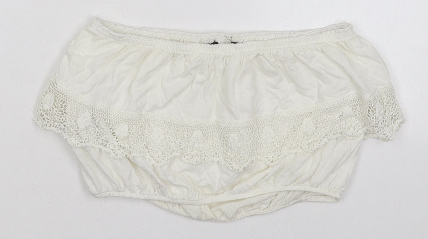 Womens UK Size 10 New Look Ivory Cropped Tank