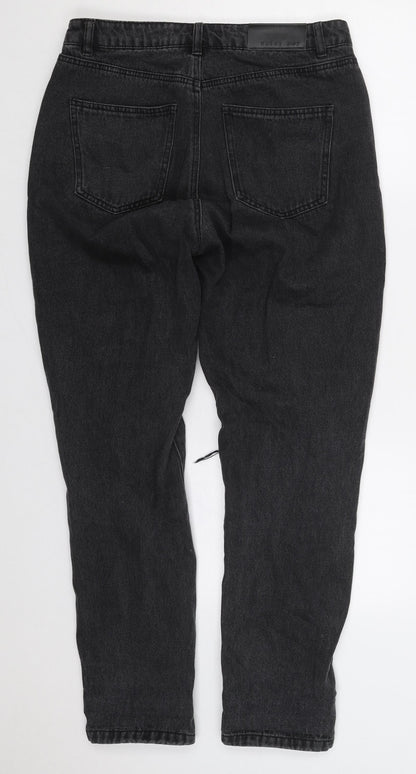 Noisy may Womens Grey  Cotton Mom Jeans Size 29 in L30 in Regular Button