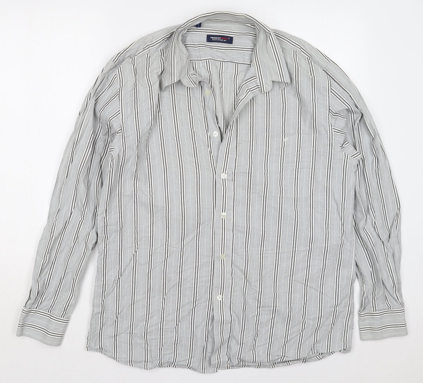 Mens UK Size L Piermont Grey  Button-Up Long Sleeve Casual Shirt