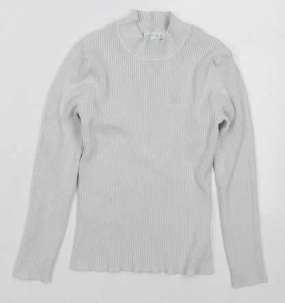 Primark Womens White Mock Neck  Viscose Pullover Jumper Size 10