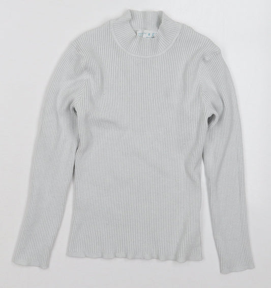 Primark Womens White Mock Neck  Viscose Pullover Jumper Size 10