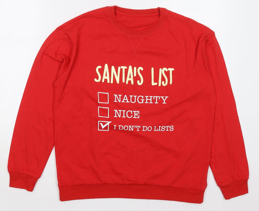 Dunnes Womens Red  Cotton Pullover Sweatshirt Size S  Pullover - Santa's List Christmas