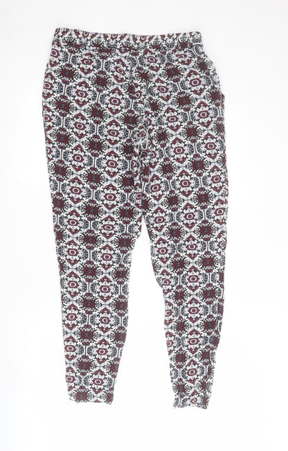 &M Womens Black Geometric Viscose Capri Trousers Size 12 L28 in Regular