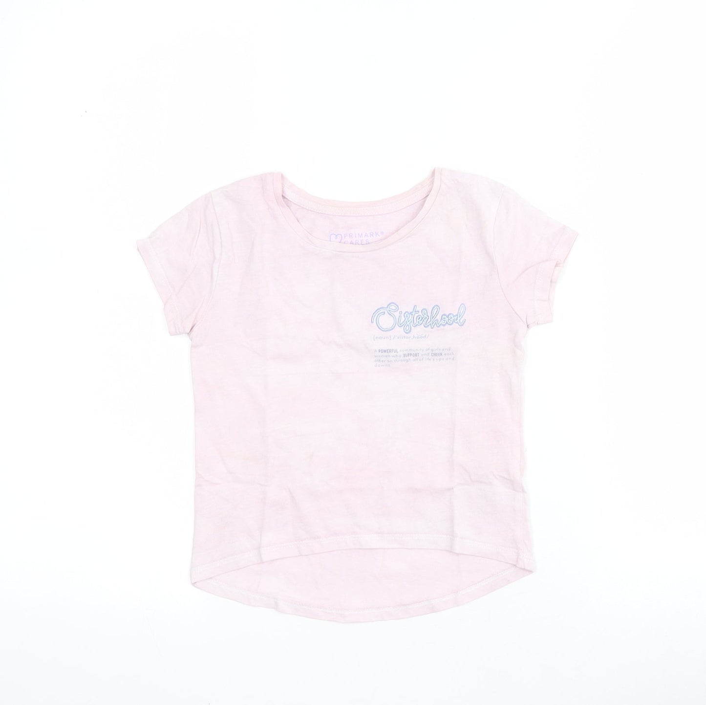 Primark Girls Pink  100% Cotton Pullover T-Shirt Size 4-5 Years Round Neck Pullover