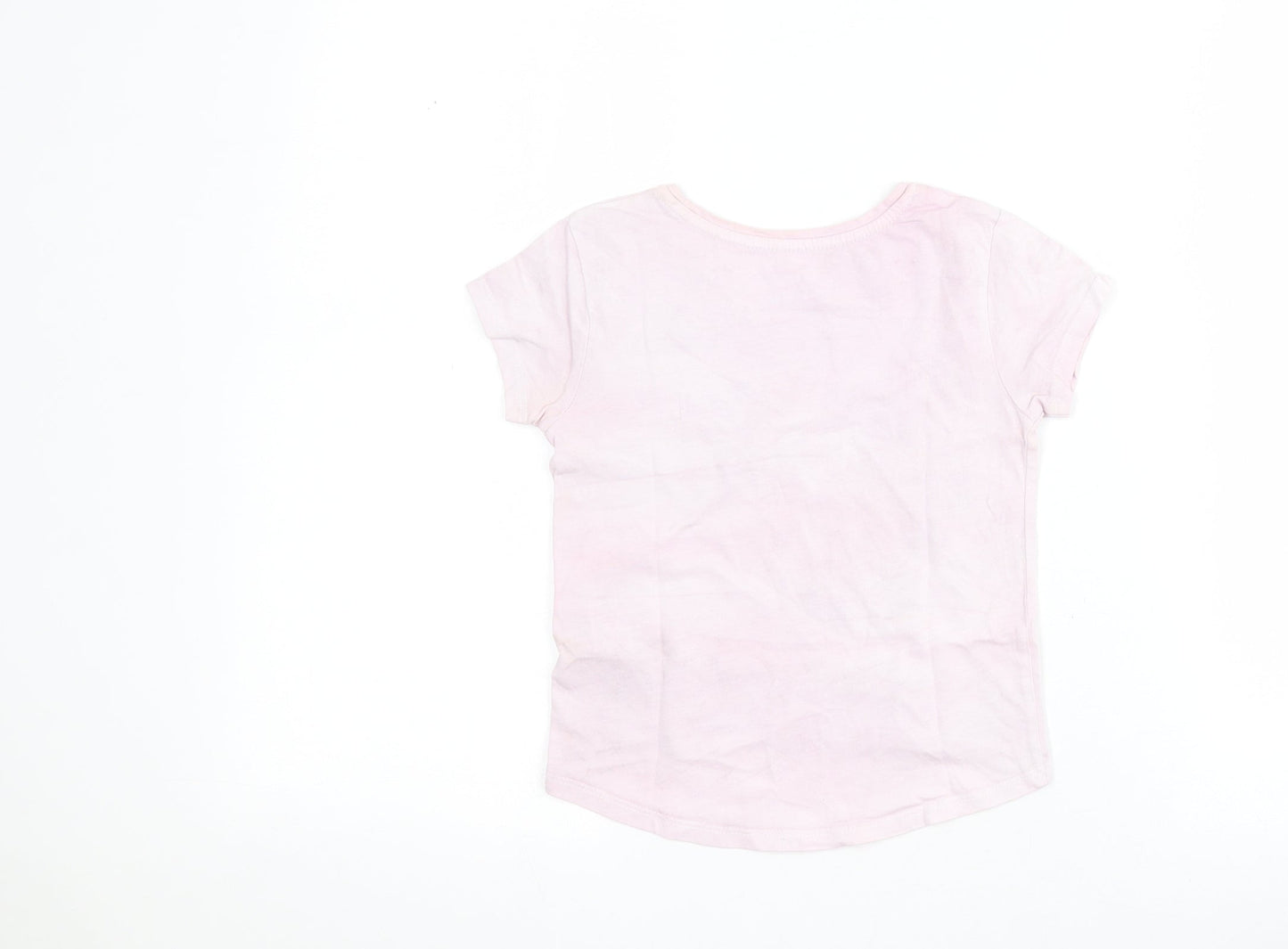 Primark Girls Pink  100% Cotton Pullover T-Shirt Size 4-5 Years Round Neck Pullover
