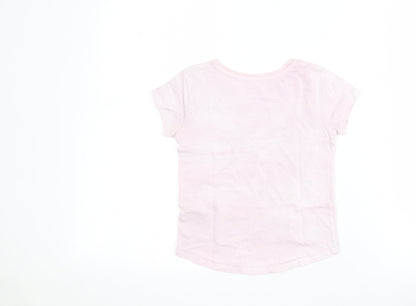 Primark Girls Pink  100% Cotton Pullover T-Shirt Size 4-5 Years Round Neck Pullover