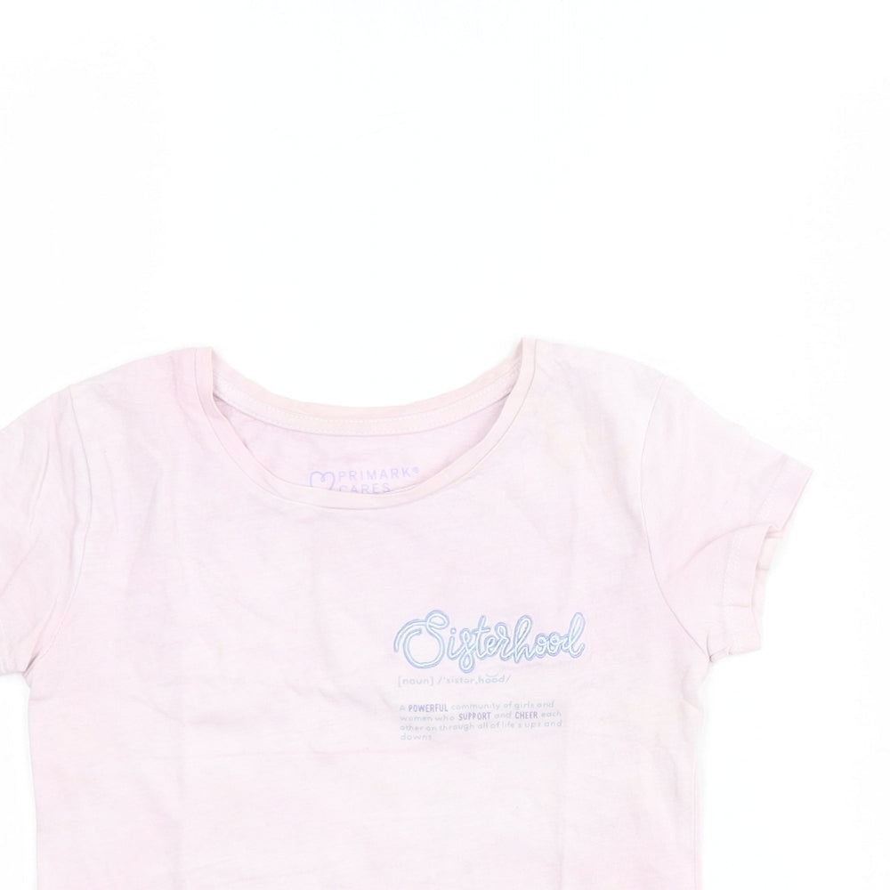 Primark Girls Pink  100% Cotton Pullover T-Shirt Size 4-5 Years Round Neck Pullover